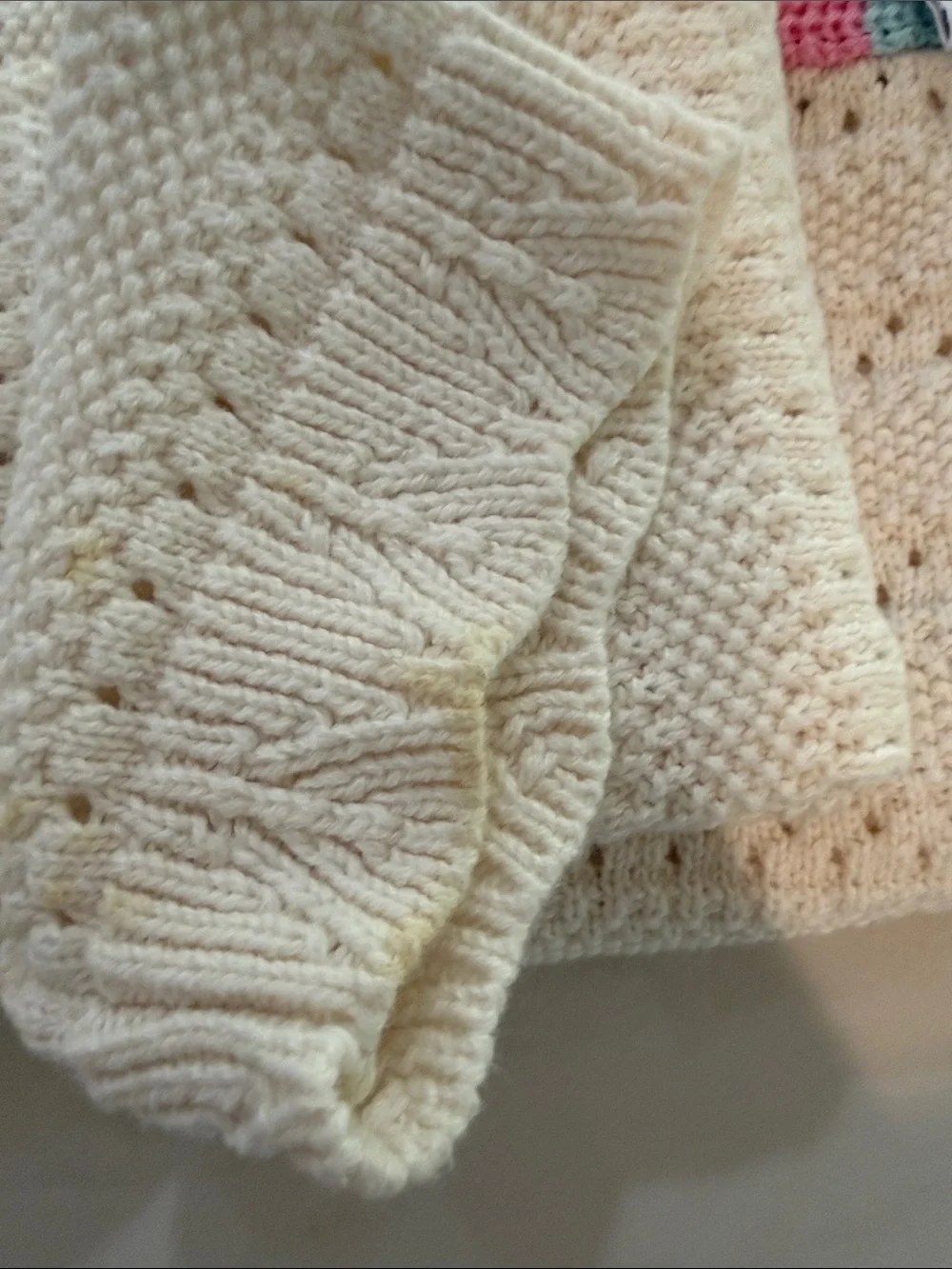 Old Navy Cream Knit Sweater with Rainbow Trim